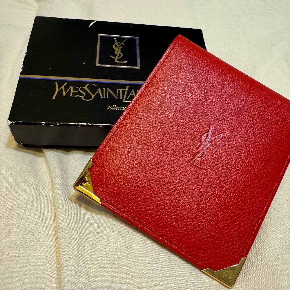 Yves Saint Laurent Vintage Red Leather Bifold Wallet